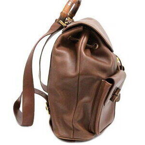 Gucci Backpack Double Leather Bamboo Pockets Brown